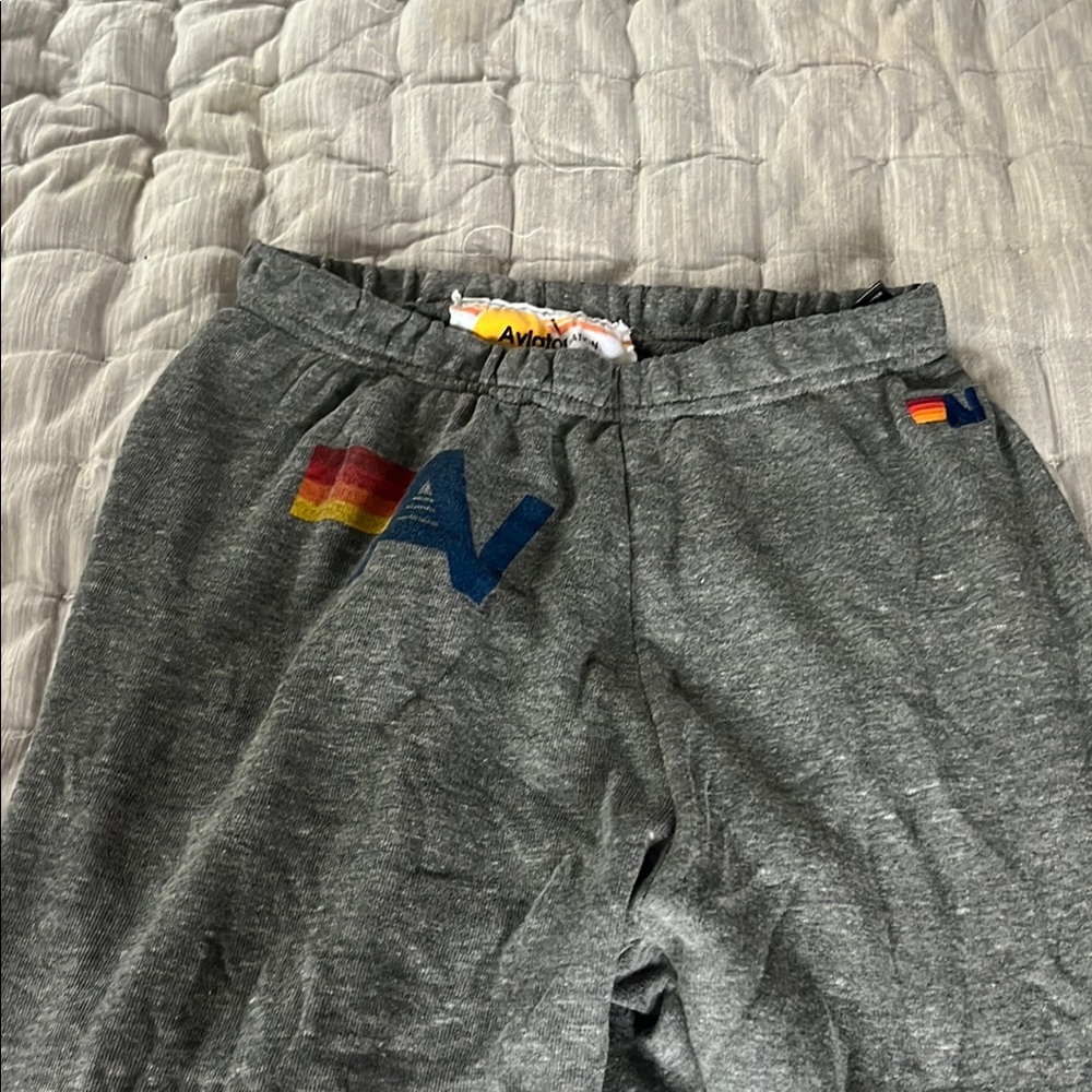 Aviator Nation Gray Joggers with Multicolor Logo